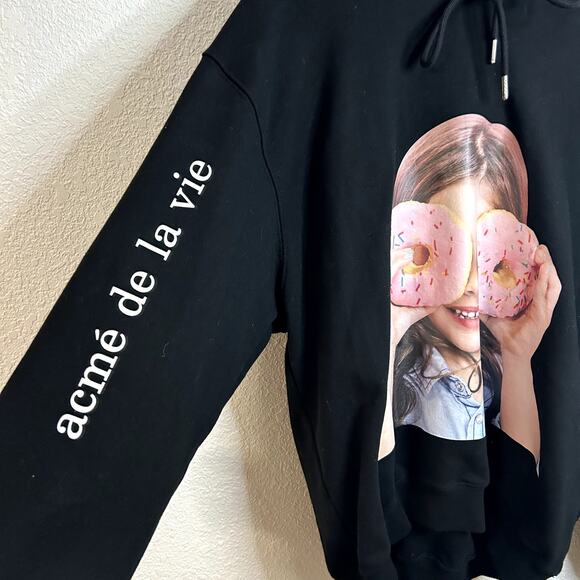 Acmé de la vie ADLV BABY FACE HOODIE BLACK DONUT Size 1 Unisex Black - Picture 5 of 14